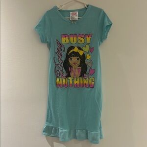 Blue and Yellow Ruffled Pajama Robe with Crew Neck